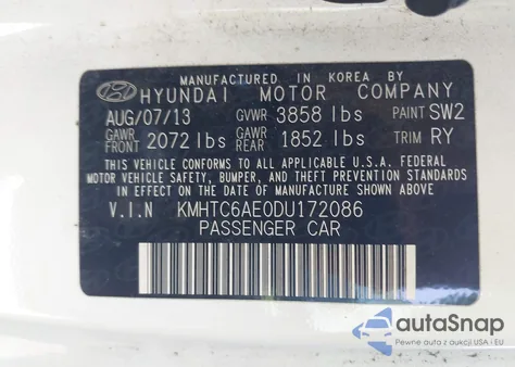 2013 Hyundai Veloster Turbo W/Black z USA, uszkodzony, nr VIN KMHTC6AE0DU172086